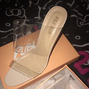 Public Desire Boojee clear nude mule heel